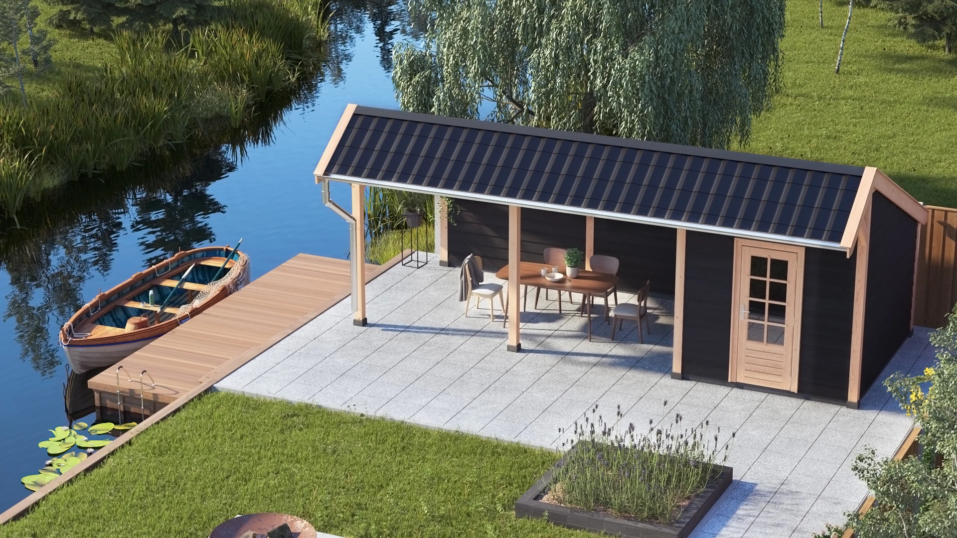 Douglas DIY kapschuur, 750 x 300, met achterwand en zijwand, Westwood - Afbeelding 3